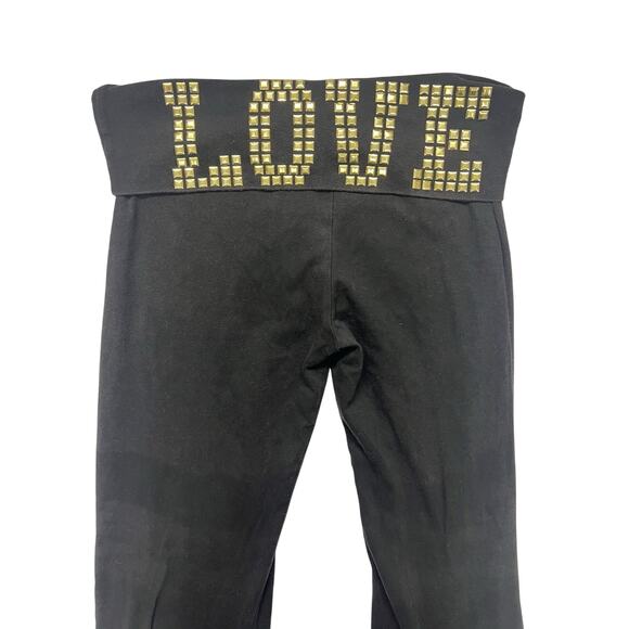 Wet Seal Foldover Flared Pants With Gold Studded LOVE Y2K Comfy Yoga Size XS - Picture 1 of 6